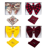 Velvet Big Bow Tie Men's Bowties Pocket Square Cufflinks