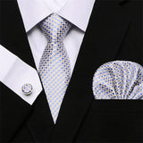 Mens Tie Skinny Blue palid 100% Silk Classic Jacquard