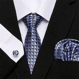 Mens Tie Skinny Blue palid 100% Silk Classic Jacquard