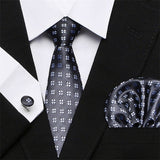 Mens Tie Skinny Blue palid 100% Silk Classic Jacquard