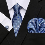 Mens Tie Skinny Blue palid 100% Silk Classic Jacquard