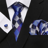 Mens Tie Skinny Blue palid 100% Silk Classic Jacquard