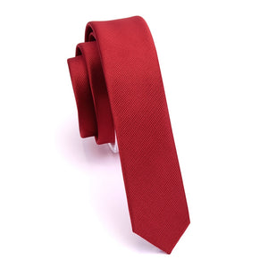Casual 4cm Slim Solid Tie Red Yellow Green Ties Handmade
