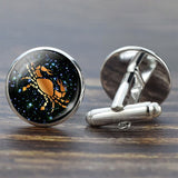 12 Constellation Glass Alloy Cufflinks Leo Pisces Zodiac Sign