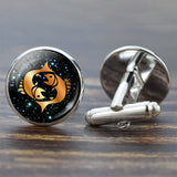 12 Constellation Glass Alloy Cufflinks Leo Pisces Zodiac Sign