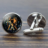 12 Constellation Glass Alloy Cufflinks Leo Pisces Zodiac Sign