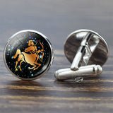 12 Constellation Glass Alloy Cufflinks Leo Pisces Zodiac Sign