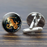12 Constellation Glass Alloy Cufflinks Leo Pisces Zodiac Sign