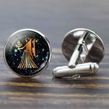 12 Constellation Glass Alloy Cufflinks Leo Pisces Zodiac Sign