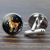 12 Constellation Glass Alloy Cufflinks Leo Pisces Zodiac Sign