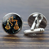 12 Constellation Glass Alloy Cufflinks Leo Pisces Zodiac Sign