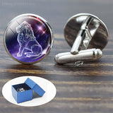 Men Cufflink Set Glass Jewelry Wedding Zodiac Signs