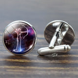 Men Cufflink Set Glass Jewelry Wedding Zodiac Signs