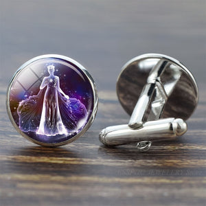Men Cufflink Set Glass Jewelry Wedding Zodiac Signs