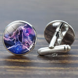 Men Cufflink Set Glass Jewelry Wedding Zodiac Signs