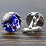 Men Cufflink Set Glass Jewelry Wedding Zodiac Signs