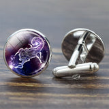 Men Cufflink Set Glass Jewelry Wedding Zodiac Signs