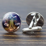 Men Cufflink Set Glass Jewelry Wedding Zodiac Signs