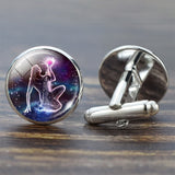 Men Cufflink Set Glass Jewelry Wedding Zodiac Signs