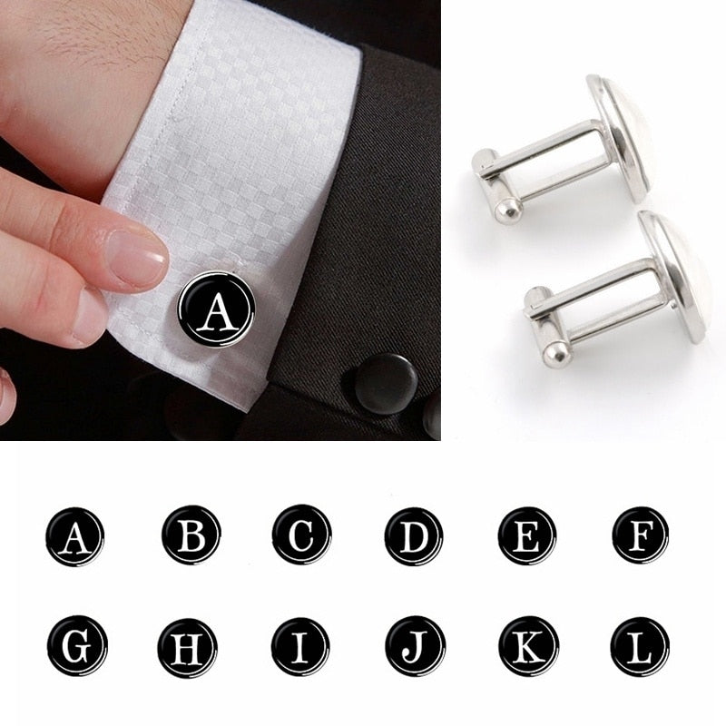 Men's Suits Shirt Cuff Links Silver Plated Glass