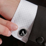 Men's Suits Shirt Cuff Links Silver Plated Glass