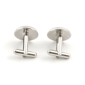 Men's Suits Shirt Cuff Links Silver Plated Glass