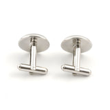 Men's Suits Shirt Cuff Links Silver Plated Glass