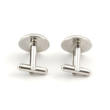 Men's Suits Shirt Cuff Links Silver Plated Glass