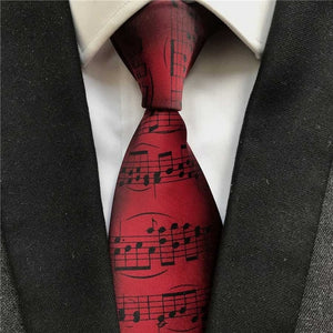 Burgundy Wine Color Music Notation Necktie