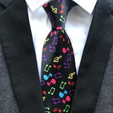 Burgundy Wine Color Music Notation Necktie