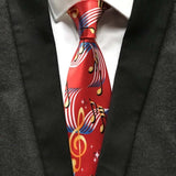 Burgundy Wine Color Music Notation Necktie