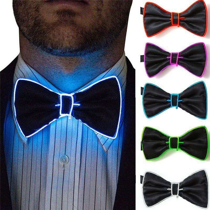 Men LED Wire Flashing Light Up Bow Tie Luminous