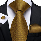 Gold Black Striped Paisley Silk Wedding Tie For Men