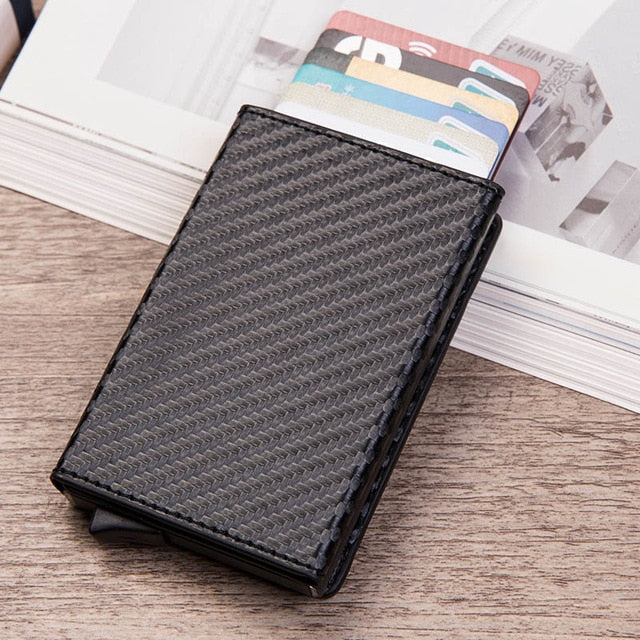 Anti Rfid id Card Holder Case Men Leather Metal Wallet
