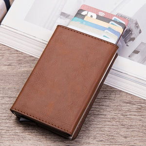 Anti Rfid id Card Holder Case Men Leather Metal Wallet