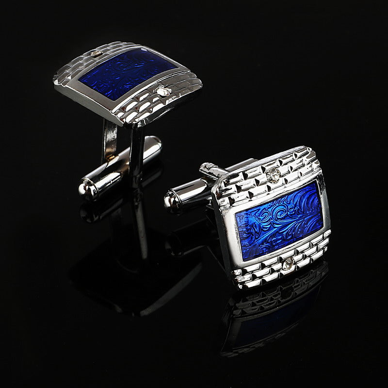 Simple Style Black Rectangle Cufflinks Mens Shirt
