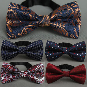 Men's Bow Tie Gold Paisley Bowtie Business Wedding Bowknot