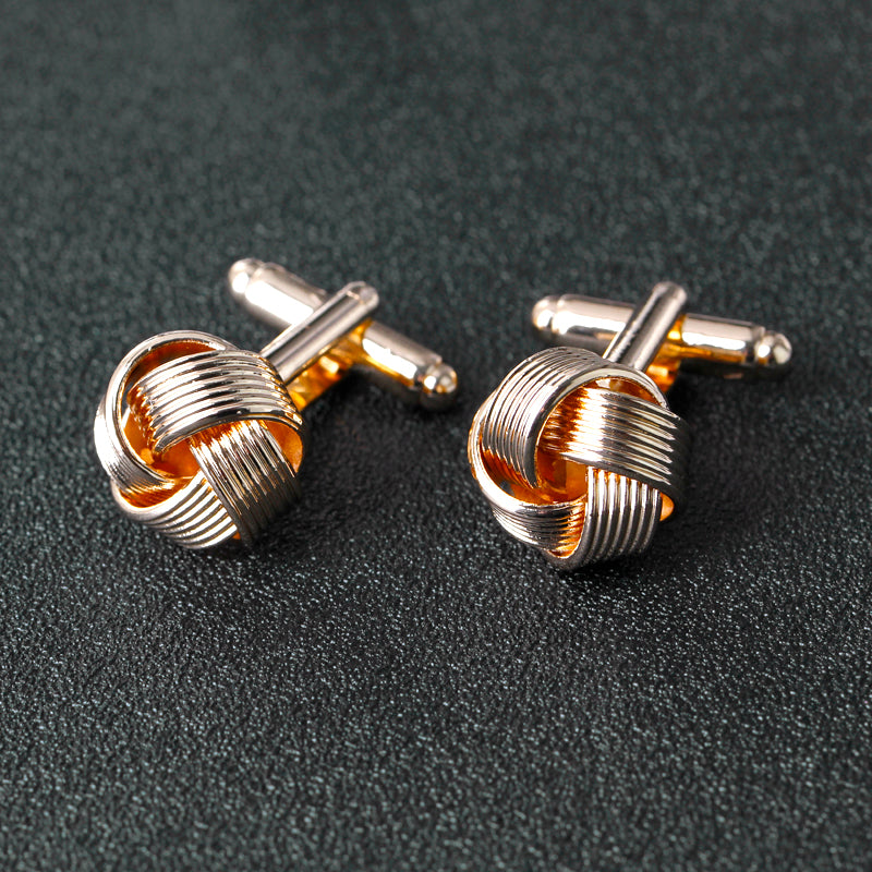 Knot Cufflinks for Men Shirt Silver Gold Color Plated