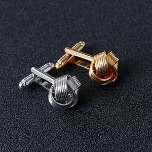 Knot Cufflinks for Men Shirt Silver Gold Color Plated