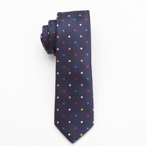 Style Neck Tie Men Skinny necktie wedding ties Polyester Black Dot