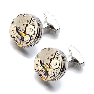 Movement Design Cufflinks Stainless Steel Steampunk Gear