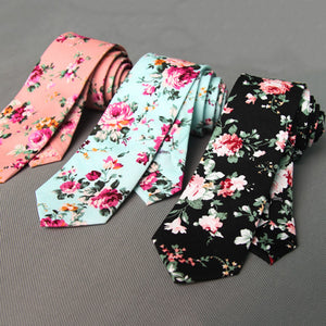 Floral Men Printed Cotton Tie Mens Ties
