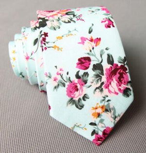 Floral Men Printed Cotton Tie Mens Ties
