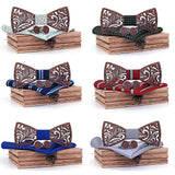 Wooden Bow Tie set and Handkerchief Bowtie