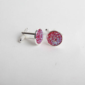 Simple Luxury AB Color Drusy Stone Cufflinks for Men