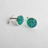 Simple Luxury AB Color Drusy Stone Cufflinks for Men