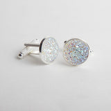 Simple Luxury AB Color Drusy Stone Cufflinks for Men