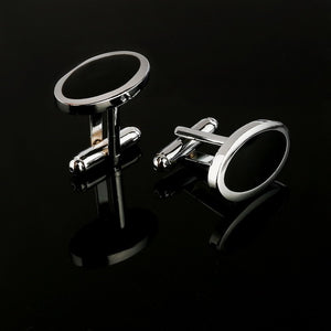 Simple Style Black Rectangle Cufflinks Mens Shirt