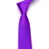 Men Slim Tie Solid color Necktie Polyester