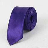Men Slim Tie Solid color Necktie Polyester